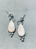 Beautiful Vintage Native American Navajo Mother Of Pearl Sterling Silver Signed Earrings-Nativo Arts