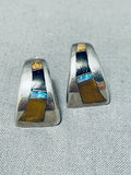 Attractive Vintage Native American Navajo Jasper, Turquoise Sterling Silver Earrings-Nativo Arts