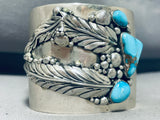 One Of The Best Vintage Native American Navajo Morenci Leaf Turquoise Sterling Silver Bracelet-Nativo Arts