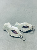 Luminous Vintage Native American Navajo Sterling Silver Amethyst Pendant Earrings-Nativo Arts