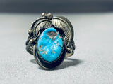 Important Will Singer Vintage Native American Navajo Turquoise Sterling Silver Leaf Ring-Nativo Arts