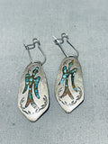 Wonderful Vintage Native American Navajo Turquoise Sterling Silver Earrings-Nativo Arts