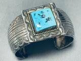 Hand Tooled Vintage Native American Navajo Sterling Silver Turquoise Bracelet-Nativo Arts