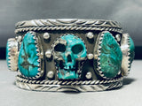 125 Gram Vintage Turquoise Skull Sterling Silver Bracelet Cuff-Nativo Arts