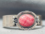 Larry Moses Yazzie Vintage Native American Navajo Rhodochrosite Sterling Silver Bracelet-Nativo Arts