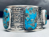 97 Grams Huge Native American Navajo Turquoise Sterling Silver Bracelet Cuff-Nativo Arts
