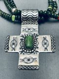 The Best Tony Aguilar Sr Vintage Kewa Sterling Silver Jade Turquoise Necklace-Nativo Arts