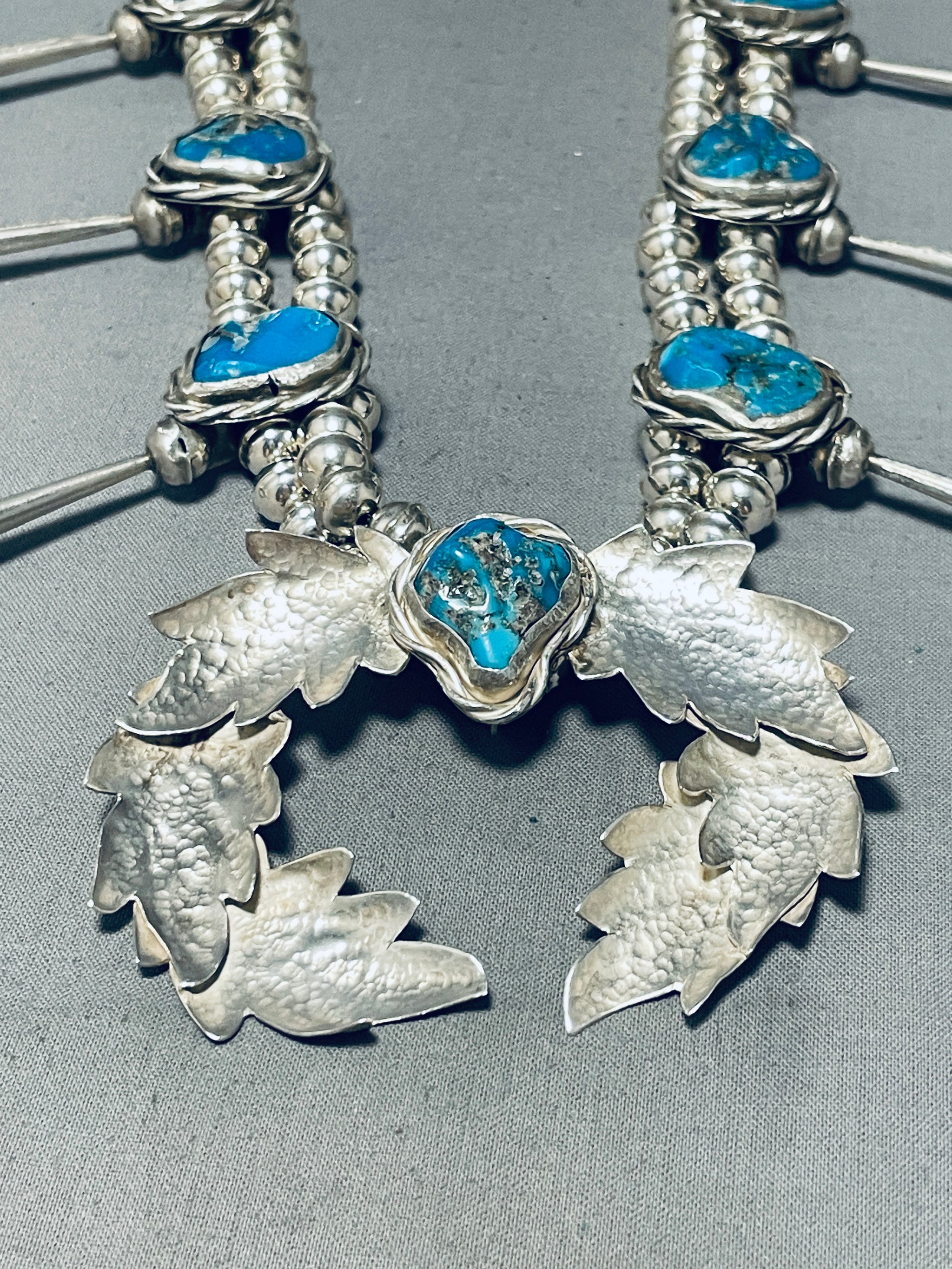 Leaf Tree Naja! Vintage Native American Navajo Turquoise Sterling