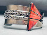 One Of Coolest Ever Vintage Native American Navajo Spiny Oyster Sterling Silver Inlay Bracelet-Nativo Arts