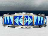 6.5 Inch Wrist Larry Martinez Vintage Native American Navajo Turquoise Sterling Silver Bracelet-Nativo Arts