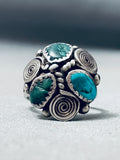 Swirls Of Sterling Vintage Native American Navajo Turquoise Ring Old-Nativo Arts