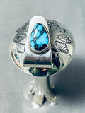 Rare Native American Navajo Signed Spiderweb Turquoise Sterling Silver Blossom Pendant-Nativo Arts