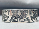 One Of The Most Detailed Vintage Native American Navajo Geometirc Sterling Silver Bracelet-Nativo Arts