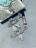 Rare Native American Navajo 8 Turquoise Sterling Silver New Mexico Bolo Tie-Nativo Arts