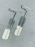 Excellent Vintage Native American Navajo Sterling Silver Feather Earrings-Nativo Arts