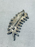 Amazing Vintage Native American Zuni Blue Gem Turquoise Sterling Silver Pin-Nativo Arts