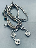 Fab Vintage Native American Navajo Turquoise Sterling Silver Squash Blossom Necklace Old-Nativo Arts