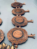 Very Rare Vintage Native American Navajo Bronze 476 Gram Squash Blossom Necklace-Nativo Arts