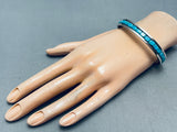 Blocks Of Turquoise Vintage Native American Navajo Sterling Silver Bracelet Cuff-Nativo Arts