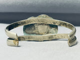 Superior Vintage Native American Navajo Green Turquoise Sterling Silver Leaf Bracelet-Nativo Arts