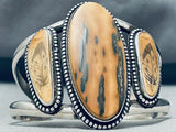 Tan Streaked Agate Vintage Southwest Sterling Silver Bracelet-Nativo Arts