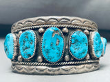 Henry Roanhorse Vintage Native American Navajo Turquoise Sterling Silver Bracelet-Nativo Arts