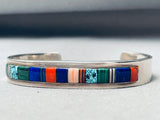 Native American 6.5 Inch Wrist Vintage Boyd Sterling Silver Inlay Bracelet Cuff-Nativo Arts