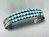 Early 1900's Vintage Native American Zuni Dishta Family Turquoise Sterling Silver Bracelet-Nativo Arts