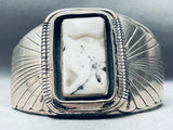 One Of The Best Vintage Native American Navajo White Buffalo Turquoise Sterling Silver Bracelet-Nativo Arts