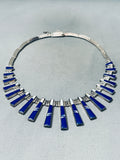 One Of The Most Intricate Ever Vintage Native American Navajo Sterling Silver Lapis Necklace-Nativo Arts