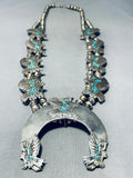 Gasp! Eagle Vintage Native American Navajo Turquoise Sterling Silver Squash Blossom Necklace-Nativo Arts