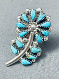 Flower Turquoise Vintage Native American Navajo Sterling Silver Ring
