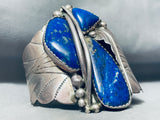One Of The Best Vintage Native American Navajo Lapis Sterling Silver Shield Bracelet