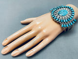 Incredible Vintage Native American Navajo Turquoise Teardrop Sterling Silver Bracelet-Nativo Arts