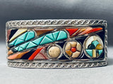 Best Vintage Native American Navajo Victor Moses Begay Turquoise Inlay Sterling Silver Bracelet