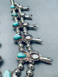 Womens Vintage Native American Navajo Turquoise Sterling Silver Squash Blossom Necklace-Nativo Arts