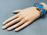 Rare Vintage Native American Navajo Domed Lapis Lazuli Sterkling Silver Bracelet-Nativo Arts