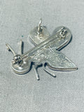 Whimsical Native American Zuni Mother Of Pearl Sterling Silver Bumblebee Pin/ Pendant-Nativo Arts