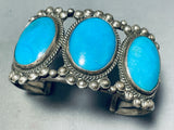 Fabulous Vintage Native American Navajo Sleeping Beauty Turquoise Sterling Silver Bracelet-Nativo Arts