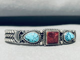 Crow Springs Rare Turquoise! Vintage Native American Navajo Sterling Silver Bracelet-Nativo Arts