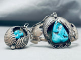 Sensational Vintage Native American Navajo Morenci Turquoise Sterling Silver Slave Bracelet-Nativo Arts