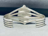 Signed Vintage Native American Navajo Old Kingman Turquoise Sterling Silver Bracelet-Nativo Arts