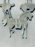 Gasp! Vintage Native American Navajo Animal Sterling Silver Squash Blossom Necklace-Nativo Arts