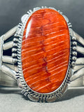Signed Native American Navajo Spiny Oyster Sterling Silver Bracelet-Nativo Arts
