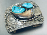 Powerful Vintage Native American Navajo Turquoise Sterling Silver Bracelet-Nativo Arts