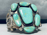 Massive Vintage Native American Navajo Turquoise Cluster Sterling Silver Bracelet-Nativo Arts