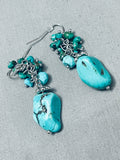 Chunks Of Turquoise Vintage Native American Navajo Sterling Silver Earrings-Nativo Arts