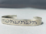 Delicately Hand Carved Intricate Vintage Native American Navajo Sterling Silver Bracelet