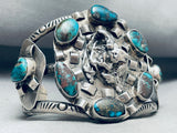 One Of The Best Ever Vintage Native American Navajo Bisbee Turquoise Sterling Silver Bracelet-Nativo Arts