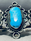 Astonishing Vintage Native American Navajo Pilot Mountain Turquoise Sterling Silver Bracelet-Nativo Arts